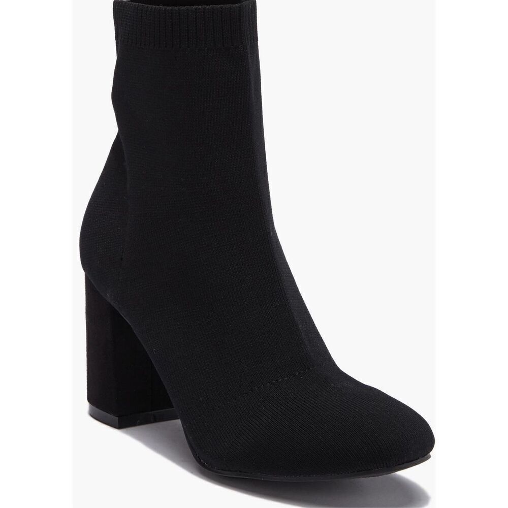 MIA Stretch‎ Boots Size 8 Black Block Heel Ankle Booties Pull On Style NEW